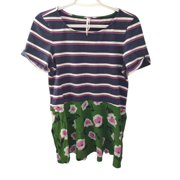 Anthropologie Sonja Mixed Print Blue Striped Floral Top Size XS - Picture 1 of 10